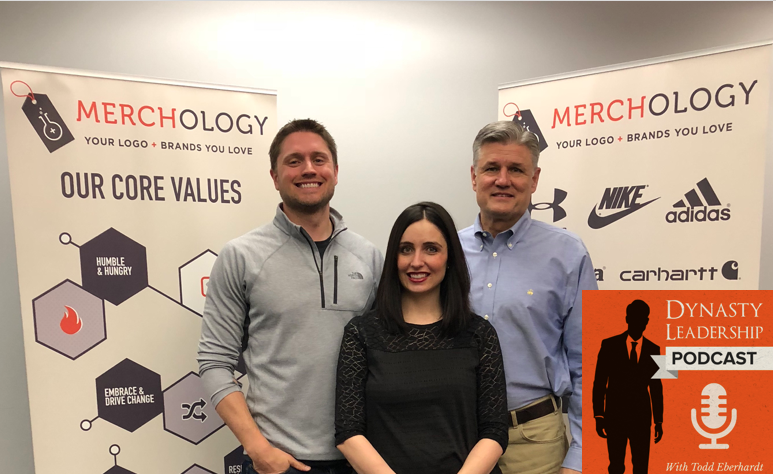 Merchology leaders: Andrew Ward, Ally Delgado and Dick Ward. Special guests on the Dynasty Leadership Podcast - DynastyLC.com